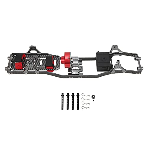 DMLENGOIN 313mm Radstand Präfixal Getriebe Metall Chassis Rahmen Aluminiumlegierung Kohlefaser für Axial SCX10 1/10 RC Crawler Auto Titan Farbe von DMLENGOIN