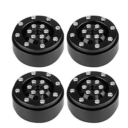 DMLENGOIN 4pcs RC -Auto Aluminiumlegierung Perly Beadlock Wheel Rand Hubs für WPL 1/16 Fernbedienung Militärwagen (WPL1635BL Black Wheels, Black Frame) von DMLENGOIN