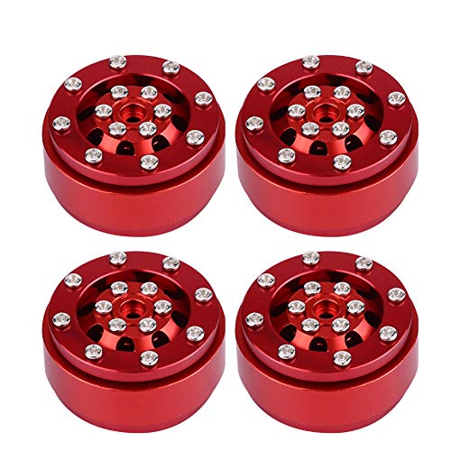 DMLENGOIN 4pcs RC -Auto Aluminiumlegierung Perly Beadlock Wheel Rand Hubs für WPL 1/16 Fernbedienung Militärwagen (WPL1635R red Wheels, red Boxes) von DMLENGOIN