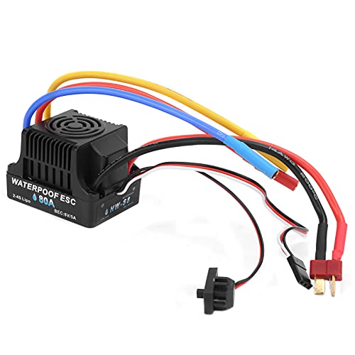 DMLENGOIN 80A bürstenloser elektronischer Geschwindigkeitsregler ESC Superpräzises Gas für 1/8 1/10 RC Car Schwarz von DMLENGOIN