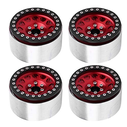 DMLENGOIN Aluminiumlegierung CNC -Bearbeitungsrunde Rim Hubs Exquisites Aussehen RC Crawler Car (Black Edges of red Round Hole hub) von DMLENGOIN