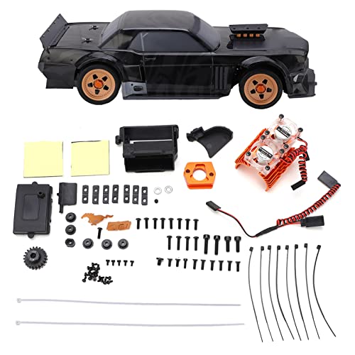 DMLENGOIN EX07 1/7 RC Car Frame Kit Aluminiumlegierung mit Rädern DIY Fernbedienungsauto -Chassis Modellzubehör Schwarz schwarz von DMLENGOIN