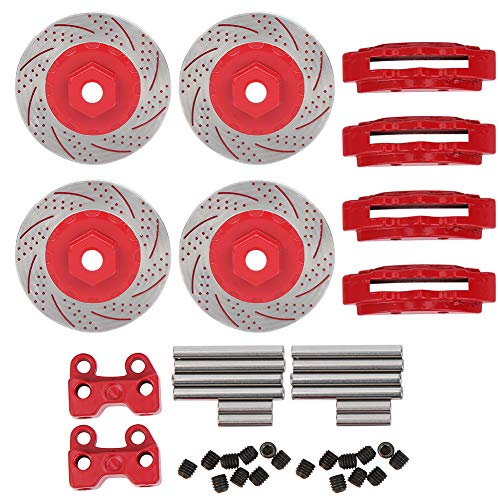 DMLENGOIN Metallsimulationsbremsscheiben-Bremssättel Hochwertige leichte einfache Installation für RC-Auto (Rot) von DMLENGOIN