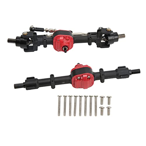 DMLENGOIN RC Auto Metall Vorderachse Hinterachse Set Upgrade Teile MN D90 D91 99S FJ45 1/12 RC Auto (Schwarz Rot) von DMLENGOIN