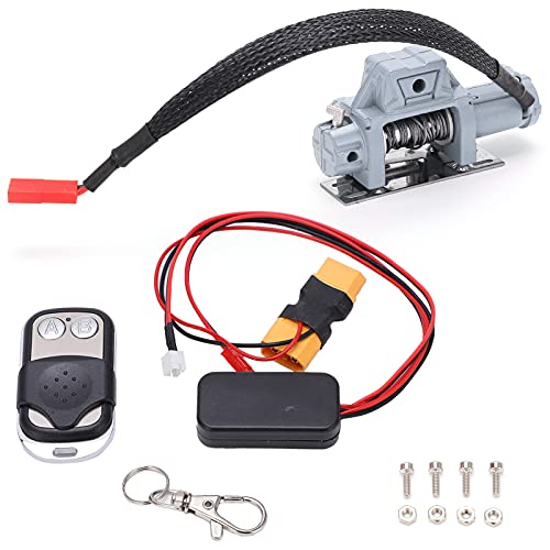 DMLENGOIN RC Car Automatic Winch Metal Kit Fernbedienungsempfänger Simulation Axial SCX10 1/10 RC Fahrzeug [Außenland] (Grau) von DMLENGOIN