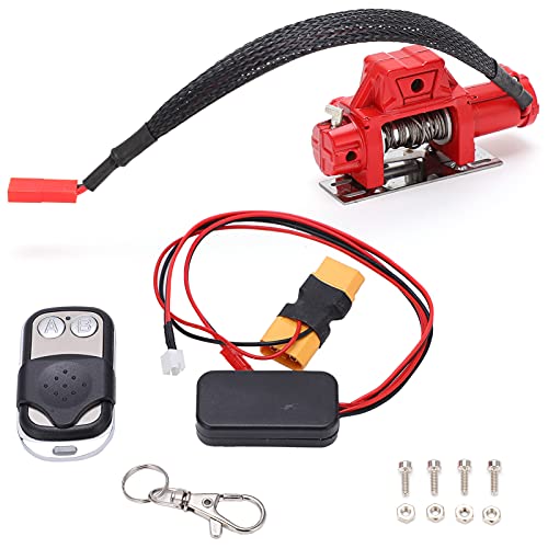 DMLENGOIN RC Car Automatic Winch Metal Kit Fernbedienungsempfänger Simulation Axial SCX10 1/10 RC Fahrzeug [Außenland] (Rot) von DMLENGOIN