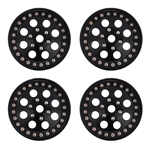 DMLENGOIN RC Metal Beadlock Wheel Rims Rims Rondy for Axial Scx10 90046 RC 1/10 Auto (Black) von DMLENGOIN