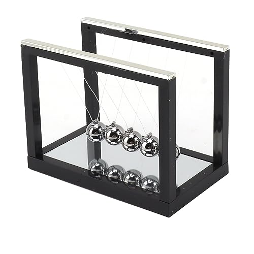 Newtons Cradle Balance Pendel Desktop-Dekoration, 5 Schaukelbälle, lustiges wissenschaftliches Physik-Schreibtischspielzeug, Lernzubehör für Zuhause und Büro von DMLENGOIN