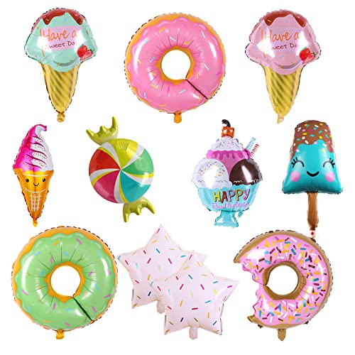 11 Eiscreme Donut Folienballons Folienballon Geburtstag Sommer Ice Cream Themenorientierte Geburtstags Dekoration Ballons für Sommer Party Dekoration von DMNQ