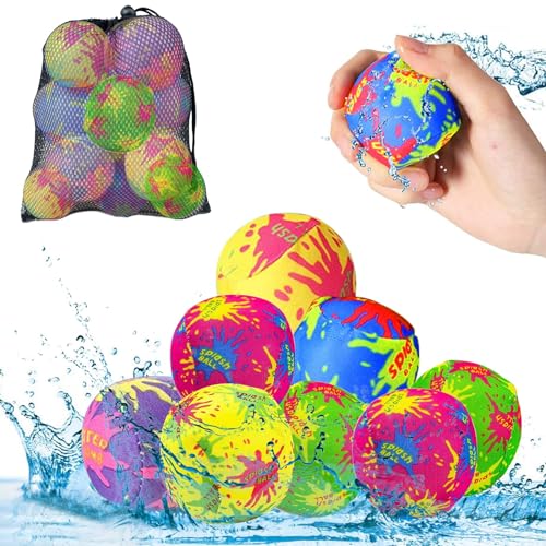 Wasserball 8 Stück, Wasserspielzeug Kinder, Wasserbomben Wiederverwendbar, Pool Spielzeug, Wasserspielzeug Kinder Outdoor, Beachball Set perfekt für Pool, Wasser,Strand und Meer (zufällige Farbe) von DMNQ