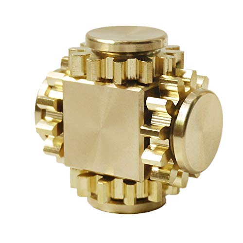 DMaos Fidget Cube Spinner, Gestänge 4 Gänge Fidgety Spin Fingerspiele, Metallmessing mit superglatten Lagern, langlebige Mechanik abnehmbar, kleines Fidget Spielzeug für Erwachsene Kinder – Gold von DMaos