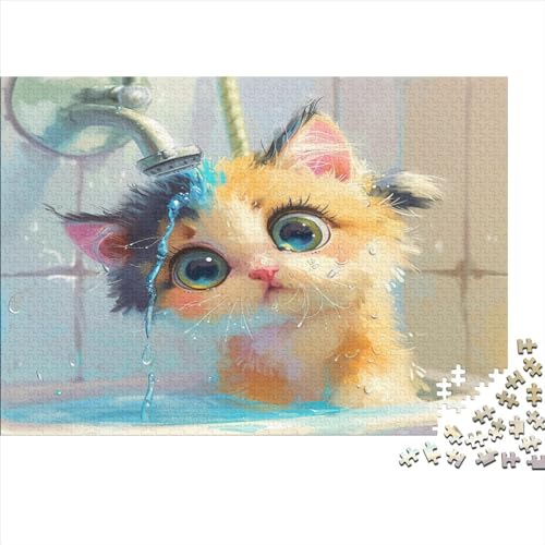 Cute Kat Puzzle 1000 Teile Erwachsene Puzzles Für Erwachsene Klassische Puzzles 1000 Teile Erwachsene Puzzlespiel Schwer Pädagogisches Spielzeug Erwachsene Kinder Puzzel 1000pcs (75x50cm) von DNAVSOETR