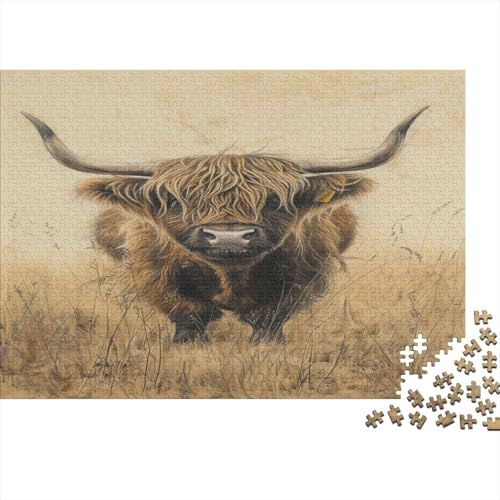 Highland Kattle Puzzle 1000 Teile Erwachsene Puzzles Für Erwachsene Klassische Puzzles 1000 Teile Erwachsene Puzzlespiel Schwer Pädagogisches Spielzeug Erwachsene Kinder Puzzel 1000pcs (75x50cm) von DNAVSOETR