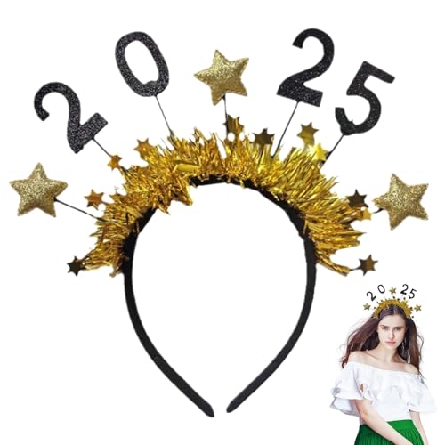 Happy New Year Star Stirnband 2025, Happy New Year Stirnband Tiara,Happy New Year Stirnband Tiara 2025 | Happy New Year Glitter Star Haarband Tiara von DNCG