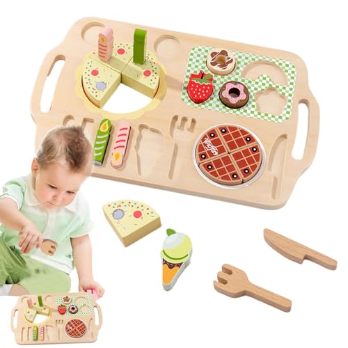 Pretend Kitchen Food Toy,Pretend Play Kitchen Toys | Küchen- und Essensspielset aus Holz - Entwickeln Sie Fantasie, Kleinkind-3D-Puzzle für Jungen und Mädchen für Par, Schlafzimmer, Kinderzimmer von DNCG