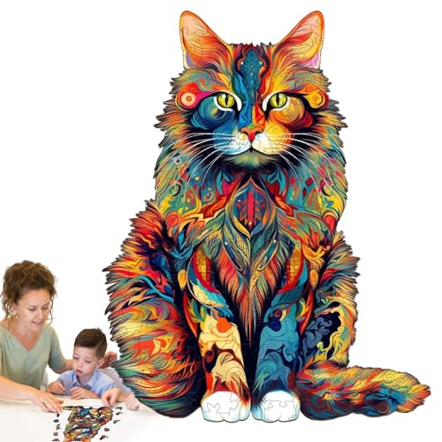 Puzzle Katze, Holzpuzzle für Erwachsene - Holzpuzzle in Tierform, Tierpuzzle mit Katzen für Familien für Erwachsene und Kinder, Heimdekoration von DNCG