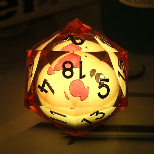 D20 55 mm Würfel, DNDND LED-20-seitige Harzwürfel mit Geschenk-Samtbeutel für Dungeons und Drachen und Tischspiele (Cartoon) von DNDND