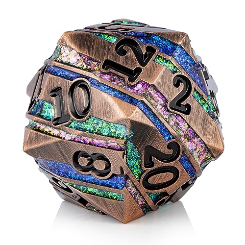 D20 D&D Dice DNDND 33 mm große 20-seitige Metallic-Stanzform mit wunderschöner Geschenkbox für Dungeons and Dragons (bunt gestreift) von DNDND