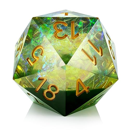 D20 Dice DNDND 33 mm, 20-seitige Würfel mit scharfer Kante, mit wunderschöner Geschenkbox für Dungeons and Dragons (grün) von DNDND