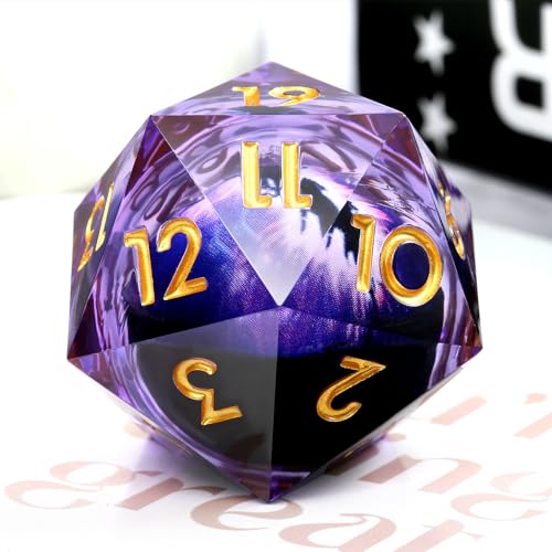 DNDND D20-Würfel, flüssiger Kern, 33 mm, Drachenauge, 20-seitige Würfel mit wunderschöner Geschenkbox für Dungeons und Drachen, Violett von DNDND