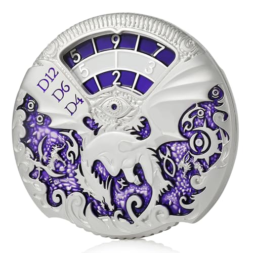 DNDND Dungeons and Dragons Roulette Spinner Würfel 7-in-1 Spinner Metall D&D-Würfel-Set mit wunderschöner Geschenkbox für Dungeons and Dragon und Tischspiel (Silber mit Lila) von DNDND