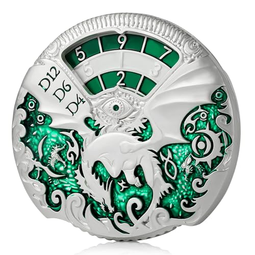 DNDND Dragon Roulette Spinner Metallwürfel 7-in-1 Fidget Spinner DND-Würfel-Set mit wunderschöner Geschenkbox für Dungeons und Drachen und Tischspiele (Silber mit Grün) von DNDND