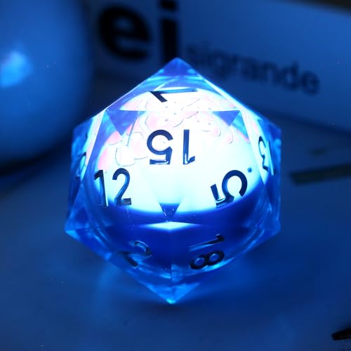 DNDND LED-D20-Würfel, 55 mm, 20-seitig, DND-Würfel mit wunderschönem Geschenk-Samtbeutel für Dungeons und Drachen (Fische) von DNDND