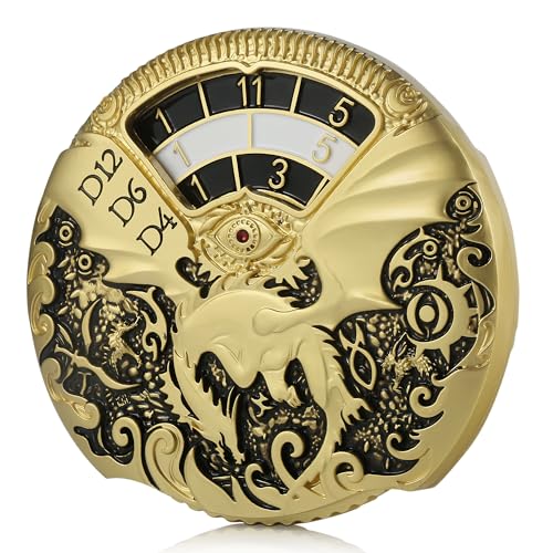 Drachen Roulette Spinner Würfelset 7-in-1 Fidget Spinner Metall DND-Würfelset mit luxuriöser Geschenkbox für Dungeons und Drachen und Tischspiel (Gold mit Schwarz) von DNDND