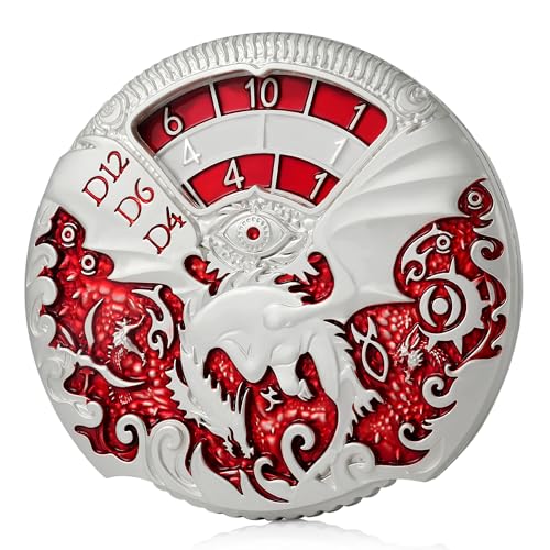 Dragon Roulette Spinner Metall Würfelset DNDND 7-in-1 Spinner D&D Würfel-Set mit großer Geschenkbox für Dungeons und Drachen und Tischspiele (Silber mit Rot) von DNDND