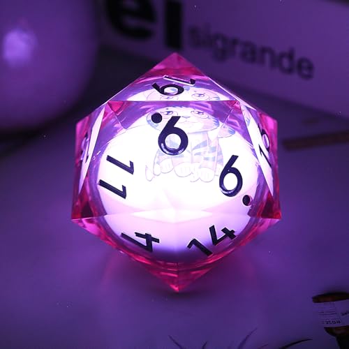 Flüssige 55 mm D20-Würfel, DNDND LED, 20-seitige DND-Würfel mit wunderschönem Geschenk-Samtbeutel für Dungeons und Drachen (Katze) von DNDND