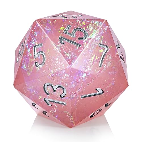 Große D20 DND Würfel DNDND 33 mm scharfe Kante Würfel mit wunderschöner Geschenkbox für Dungeons and Dragons (Pink) von DNDND