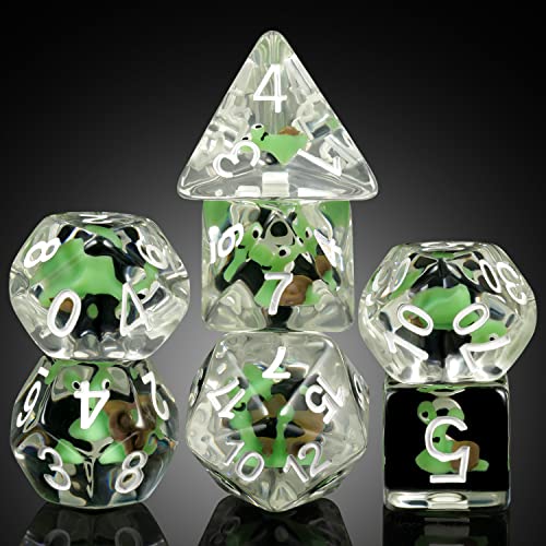 Snail Dice Set DND, DNDND Resin 7 D&D Würfel mit Samtbeutel für Dungeons and Dragons D&D Rolling Games und Tabletop Games (grüne Schnecke) von DNDND