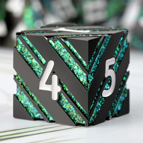 Stripe D&D Dice,DNDND Metallic Glitter Stripes Dice with Gift Metal Box for Dungeons and Dragons Tabletop Game (Green Stripes) von DNDND