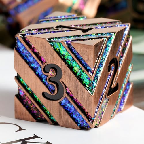 Stripe Metal Dice,DNDND Metallic Glitter Stripes DND Dice with Gift Metal Box for Dungeons and Dragons Tabletop Game (Colorful Stripes) von DNDND