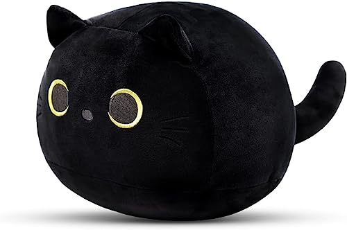 DNFASCHI Plüschtier Stofftier, Kawaii Schwarz Katze Kuscheltier Gefüllte Tierkissen Spielzeug, 40 cm Weiche Plüsch Katze Stofftierpuppe Geschenk für Kinder von DNFASCHI