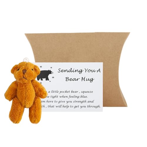 DNSHAN A Little Pocket Bär Umarmung, Mini-Sorgenbär mit Umarmungskarte, kleine süße Bären, ein Denken an Karte und einen Bär, besondere Ermutigung, beste Wünsche, Geschenke für Abschluss, Geburtstag, von DNSHAN