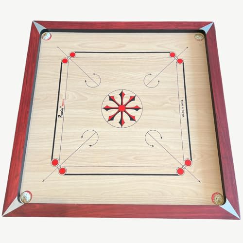 Carrom Brett - Indien Holz Carrom Board - Profi-1 mit 9 mm Spielbrett mit Harter Rückprall Kanten - Komplett mit Striker und Steinen - Karrom Board von DOCTOR SPORT