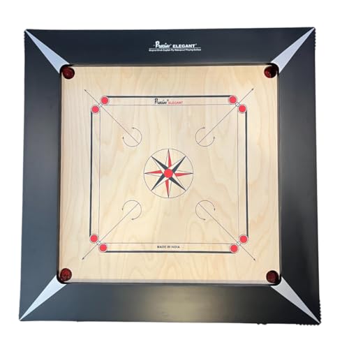 Jumbo 36mm Spielbrett Deluxe Elegantes Carrom Board 12,7cm x 5cm Dicke Hartholzseiten - komplett mit Steinen und Striker von DOCTOR SPORT