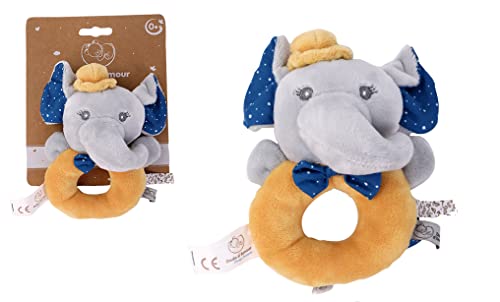 Dodo d'AMOUR - Schüttel-Doudou - Elefant - 022291 - Senf - Fleece - Geburt - Plüschtier - Baby - Beruhigend - Weich - Waschbar - 13 cm x 10 cm - Ab 0 Monaten von Dodo d'AMOUR