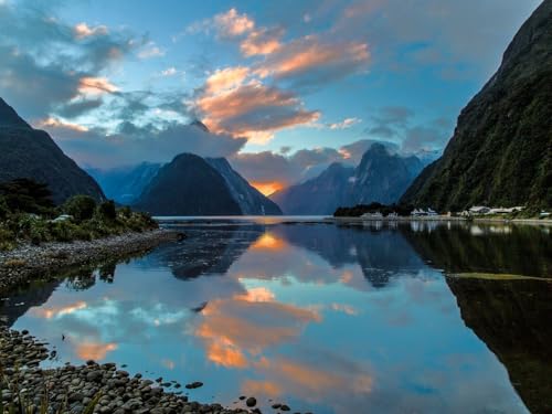 1000 Teile Puzzle für Erwachsene & Kinder ab 14 Jahren - Milford Sound,Neuseeland,Bucht 75 x 50cm von DOEMIF