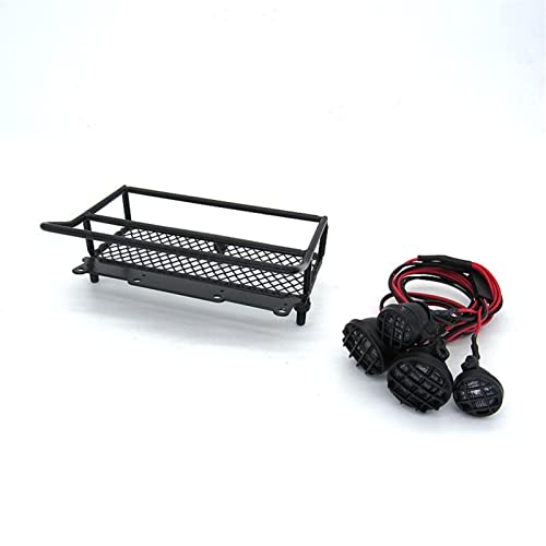 DOFABI RC-Auto-Upgrade-Zubehör, Metall-Dachgepäckträger mit Licht, for WPL, D12 1/10 Rock Crawler Toy Truck Ferngesteuerter Autodachträger(Black) von DOFABI