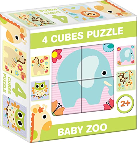 Würfel Puzzle Bilderwürfel 4-TLG. Kinderpuzzle Zoo Zootiere von DOHÁNY