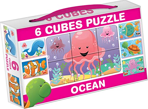 Würfel Puzzle Bilderwürfel 6-TLG. Kinderpuzzle Meer Meerestiere Ozean von DOHÁNY