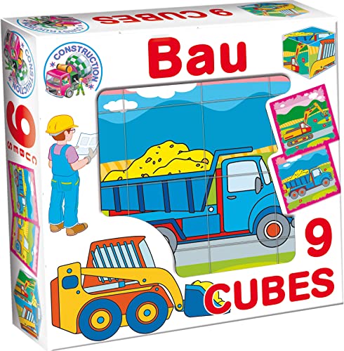 DOHÁNY Würfel-Puzzle 9-tlg. Baufahrzeuge LKW - Bilderwürfel 9-TLG. Kinderpuzzle Baufahrzeuge LKW von DOHÁNY