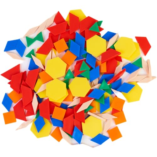 DOHE Educa - Geometrische Bausteine für Kinder (250 Stück) - Sechsecke, Quadrate, Trapeze, Rauten, Rauten und Dreiecke - Montessori-Methode - Schul- und Lernmaterial von DOHE