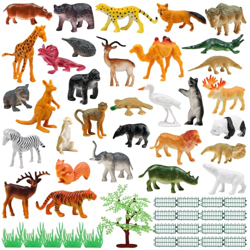 DOITEM Animals Spielzeug, Wild Jungle Zoo Tier, Mini Tierfiguren Set, 54PCS, Geschenke für Kinder Jungen Mädchen 3 4 5 6 Jahre Alt von DOITEM