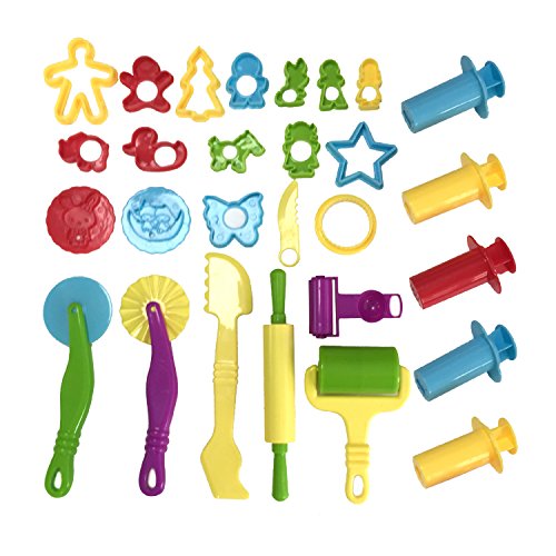 DOITEM Knetwerkzeug Teig Plastilin Werkzeuge, Knete Zubehör Ausstechformen Küchenspielzeug, 28 Stück von DOITEM