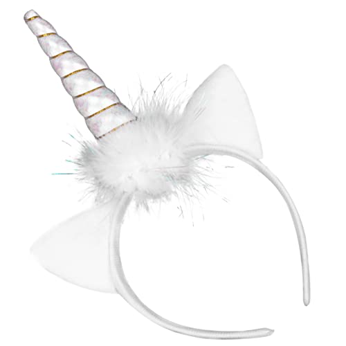 DOITOOL 1Stk Leuchtendes Einhorn-Stirnband leuchtender Haarreif Kinder Stirnbänder Mädchen Prinzessin verkleiden sich Kostüm kleidung Hörner Kopfbedeckung Haarring Stoff Weiß von DOITOOL