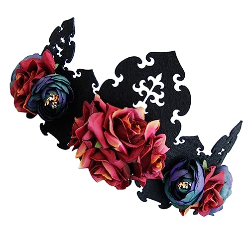 DOITOOL Halloween-Kranz floraler Kopfschmuck Halloween Blumen Tiara Girlande Haargummi Stirnband Blumenkopfschmuck Blumenkrone Skelett Kopfbedeckung Lieferungen Braut von DOITOOL