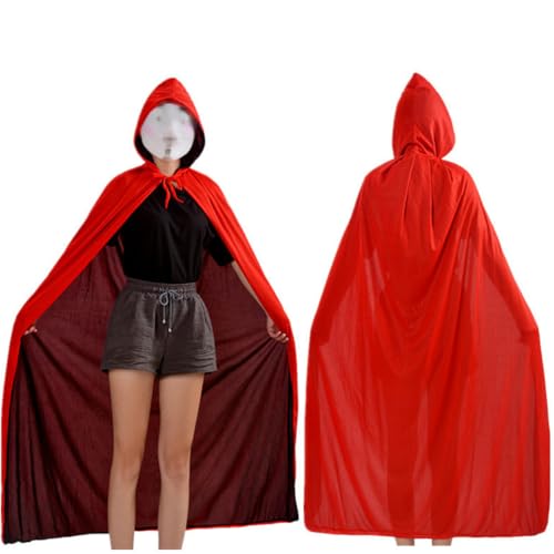 DOITOOL Halloween Weihnachten Hexe Party Reversible Hooded Adult Vampire Cape Cloak, Double Face Red Black Hooded Cloak Goth Vampire Priate Cape Unisex, Schwarz, Rot, 170x60 cm von DOITOOL